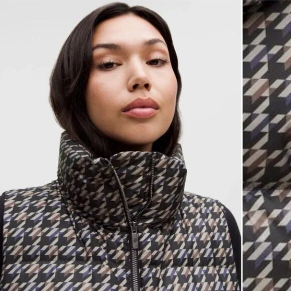 NWT Lululemon Wunder Puff 600-Down-Fill Cropped Vest, Houndstooth Brown, size 6 - Picture 3 of 4